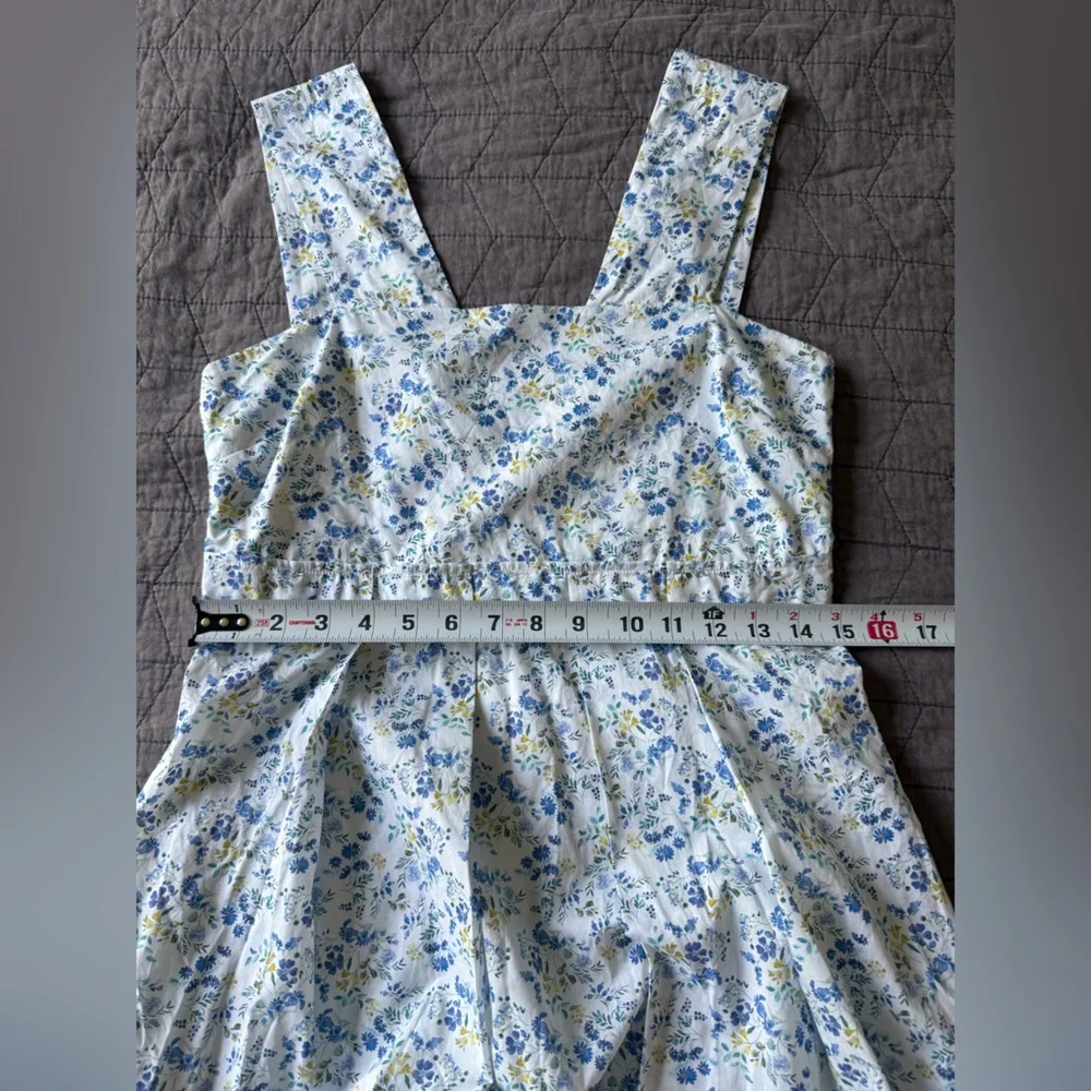 Mona Thalheimer Blue ditzy floral empire waist 100% cotton maxi dress size small - Picture 13 of 16